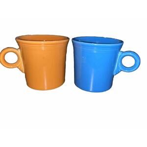 Fiesta Glaze Fiestaware Mid-Century Turquoise Orange Set Of Two